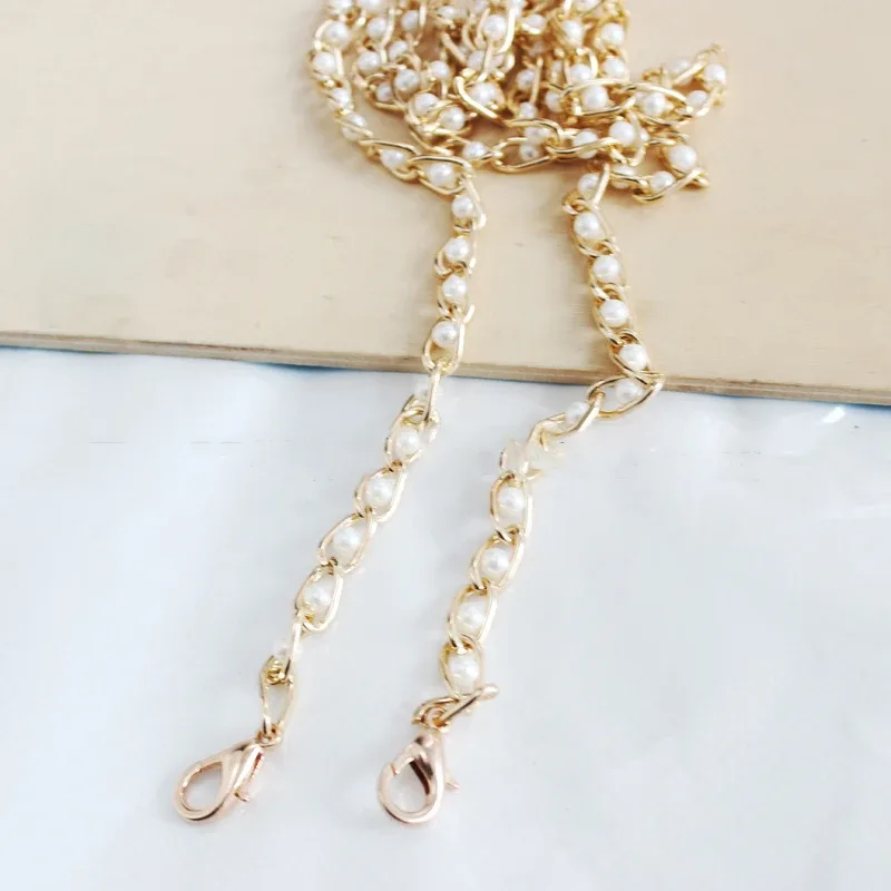 sangle de sac à main en perles, 1 pièce, pour ceinture, bricolage, poignées de remplacement, chaîne en métal avec perles mignonnes, accessoires de sac, fermoir doré, nouvelle collection
