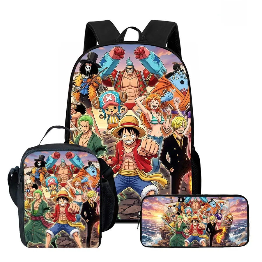 sac dos polyester dessin animé noir motifs personnages animés format 20 35 litres poche ouvrante sangles ajustables usage scolaire voyage