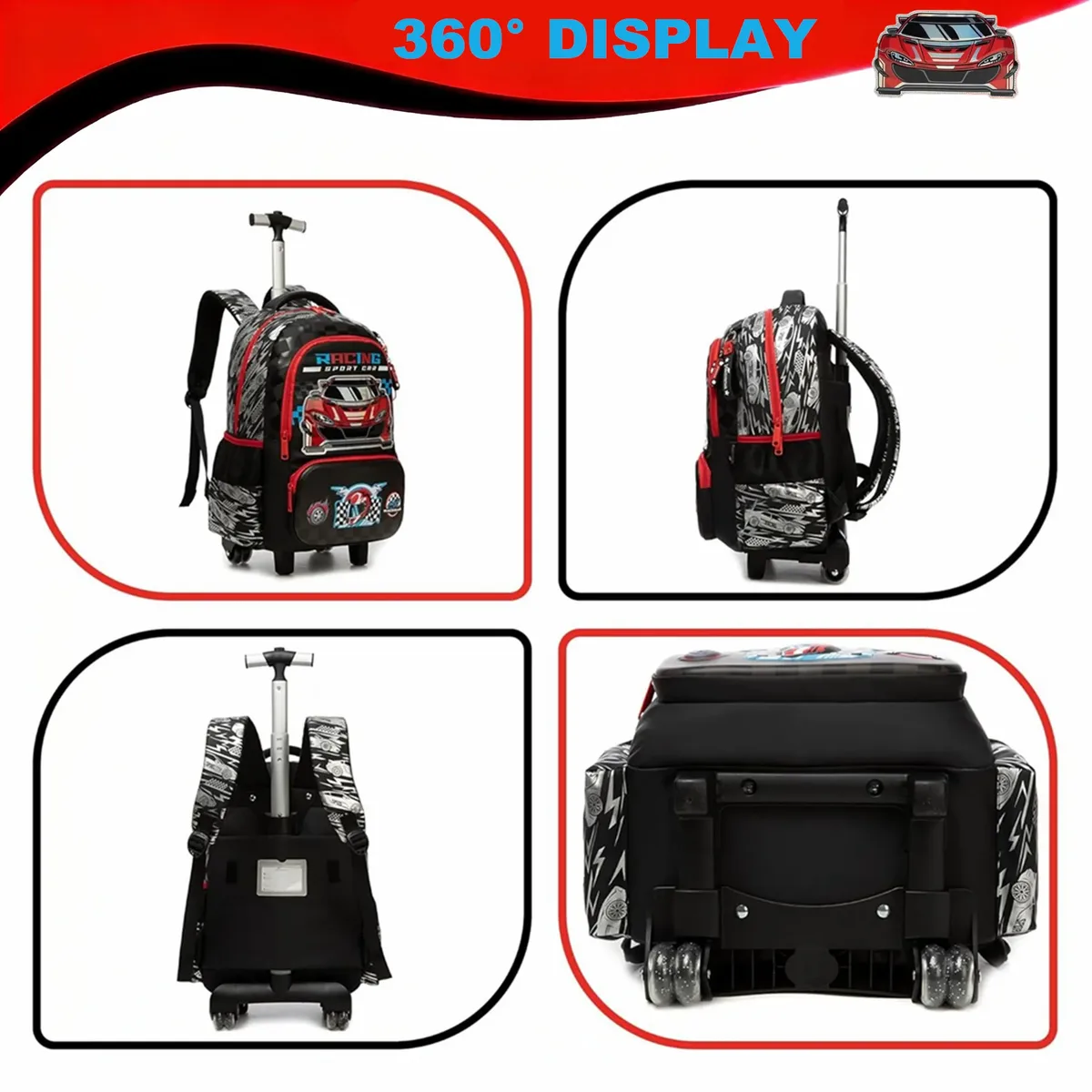 sac à dos d'école pour garçons et enfants, sacs à roulettes avec roulettes, sac à dos de voyage pour filles, sac à livres léger, fournitures de rentrée scolaire