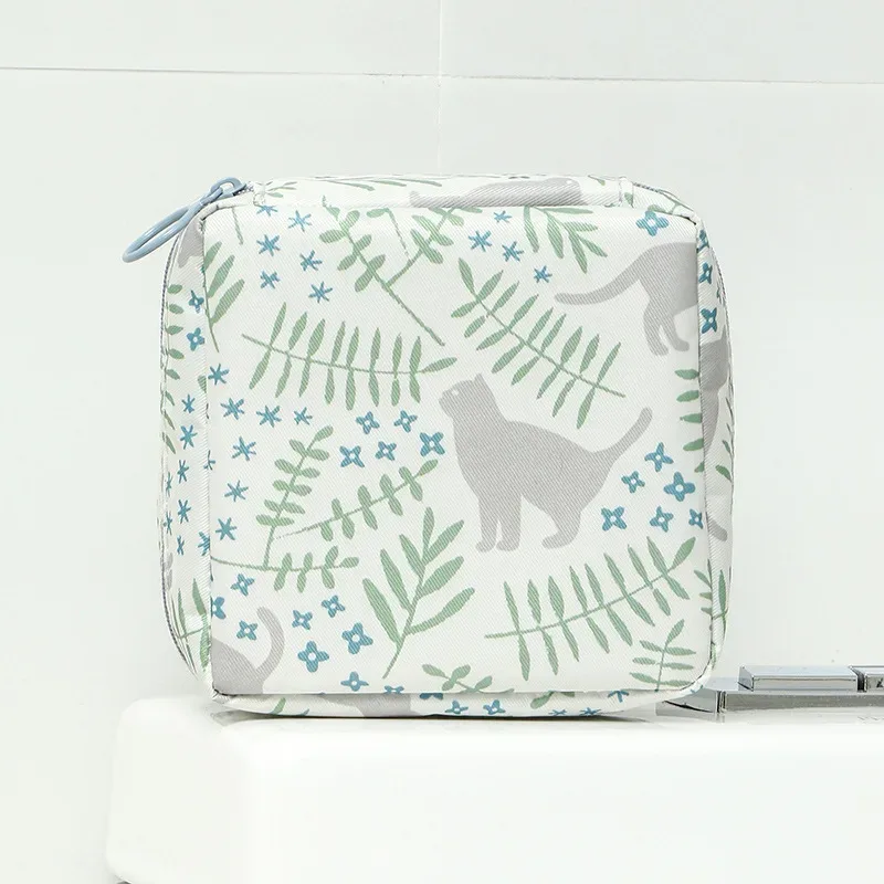 trousse polyester fleurs roses voyage cosmétiques maquillage femmes format carré motif cactus gris ours marbré