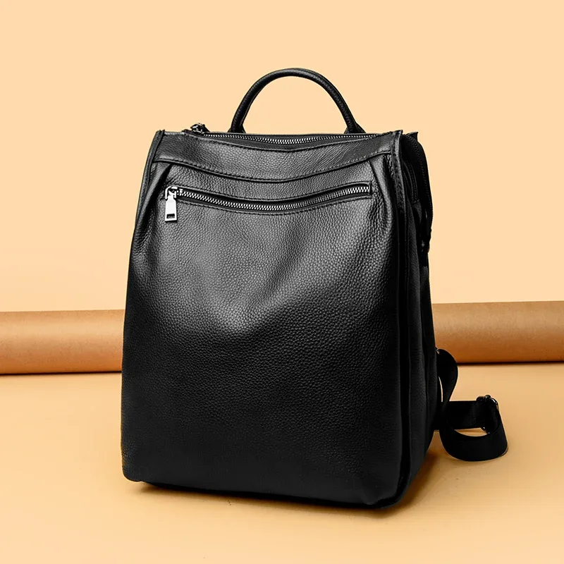 sac à dos de luxe en cuir véritable 100% pour femmes, sac à dos de voyage de grande capacité, nouveau sac à dos pour dames, cartable d'école