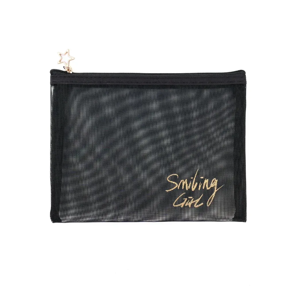 sac à cosmétiques de voyage pour femmes, grande capacité, étui de maquillage en maille noire, pochette de rangement, trousse de toilette décontractée à fermeture éclair, sacs de lavage de maquillage