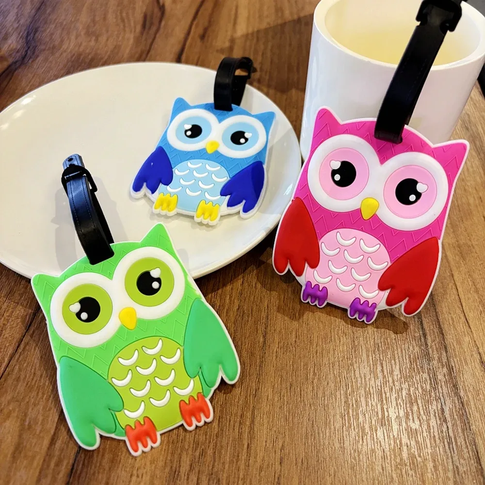 étiquette de bagage hibou, pendentif portable avec nom, écriture, bagage d'aéroport, anti-perte, identification du nom, stylo d'étiquette de nom de bagage, 1 pièce/3 pièces