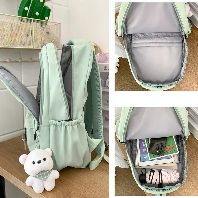 sac dos nylon noir dessin animé chats ours bandoulière arquée compartiment intérieur voyage école adolescents femmes hommes