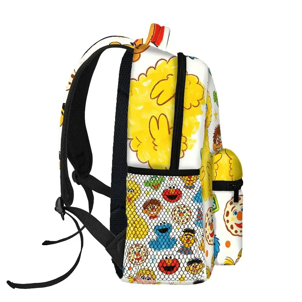 sac à dos imprimé sesame street, sac d'école avec dessin animé elmo cookie monster, sac à dos de grande capacité pour voyage en plein air, cadeau