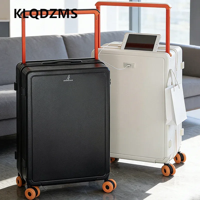 KLQDZMS Valise à fermeture éclair pour femme, valise à roulettes avec cadre en aluminium pour homme, bagages de voyage de grande capacité de 20, 24, 26 et 28 pouces