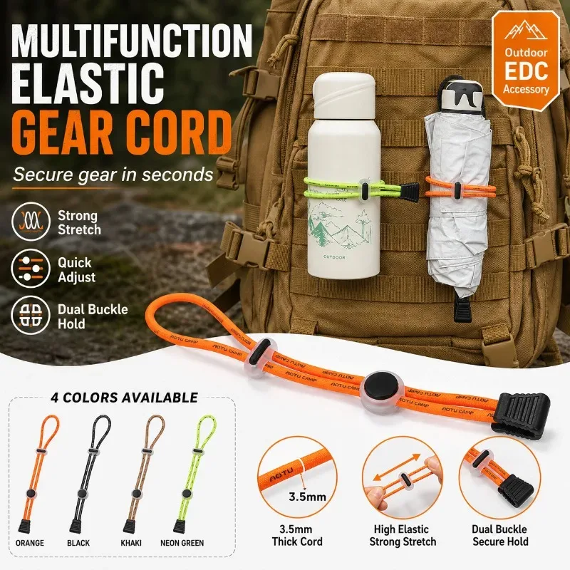 corde élastique multifonctionnelle plastique orange boucles noire kaki vert neuron sangle sac utilisation voyage