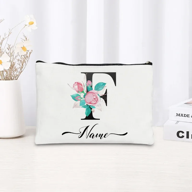 trousse de maquillage personnalisable avec nom, trousse de maquillage de voyage, trousse de maquillage pour mariage, trousse de maquillage individuelle, trousse de maquillage en toile pour fêtes, organiseur de cosmétiques, cadeaux pour femme