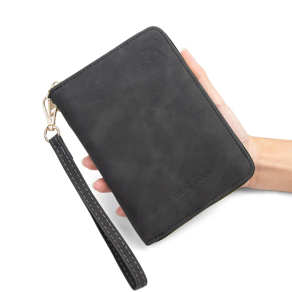 étui de passeport rfid anti-magnétique personnalisé avec fermeture éclair pour voyage, porte-passeport, sac de rangement de documents multifonctionnel