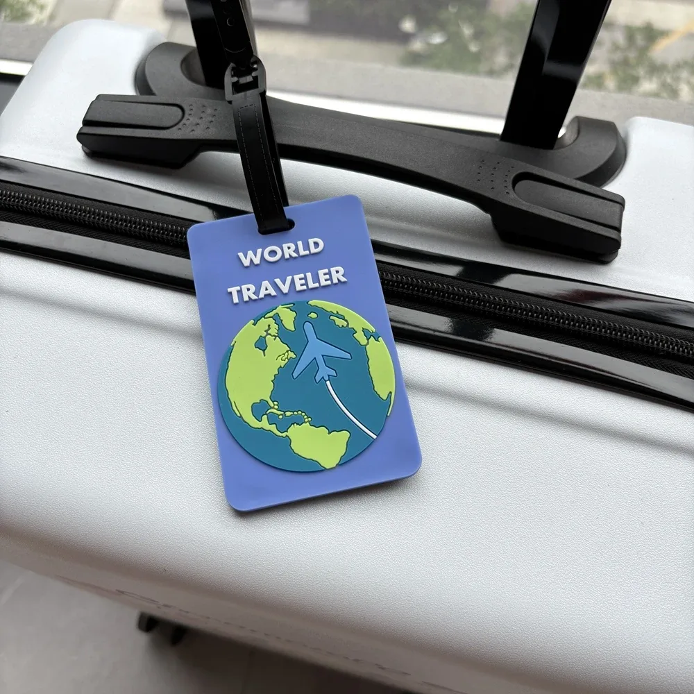 1/2 pièces étiquette de bagage style terre, pendentif pour bagage, sac, gare, aéroport, voyage, anti-perte, étiquette d'identification personnalisable avec informations