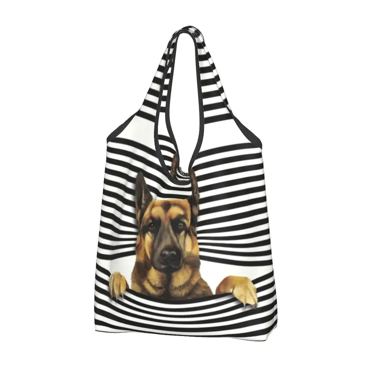 sac fourre-tout réutilisable pour femmes, sacs de courses d'épicerie portables, troupeau de contribuables allemands, sac à provisions pour amoureux des chiens, loup alsacien