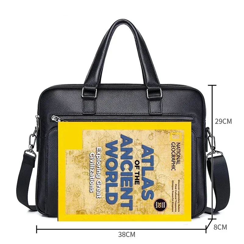 sacs pour ordinateur portable en cuir de vachette véritable pour hommes, étui à bombes, marque de luxe, sacs à main pour hommes, sac d'ordinateur messenger 14 ", nouveau, 2025