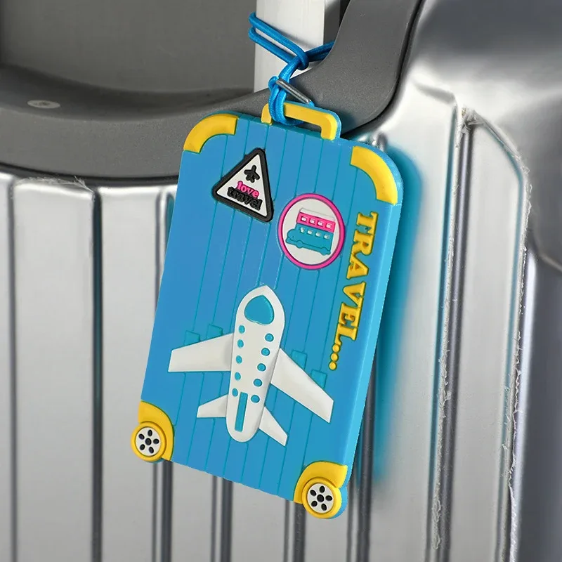 étiquette de bagage portable en pvc, porte-étiquette d'adresse de valise, sangle de bagage, étiquettes de nom de bagage, accessoires de voyage