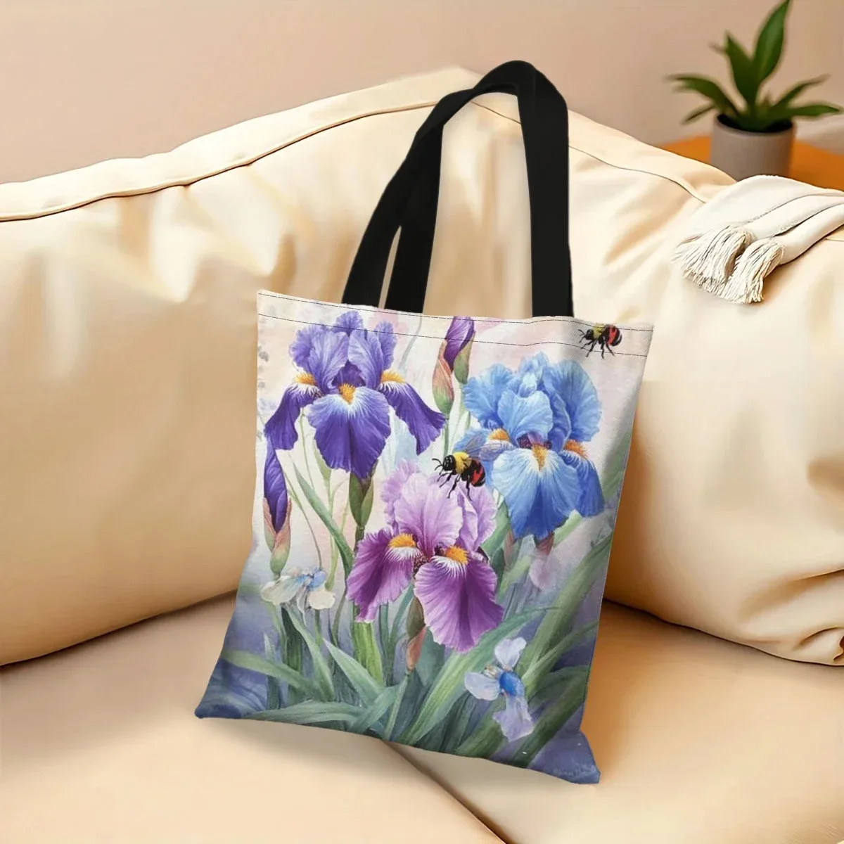 sac à main floral spacieux, sac à bandoulière au design irisé vibrant, en toile durable, idéal pour un usage quotidien, cadeau parfait