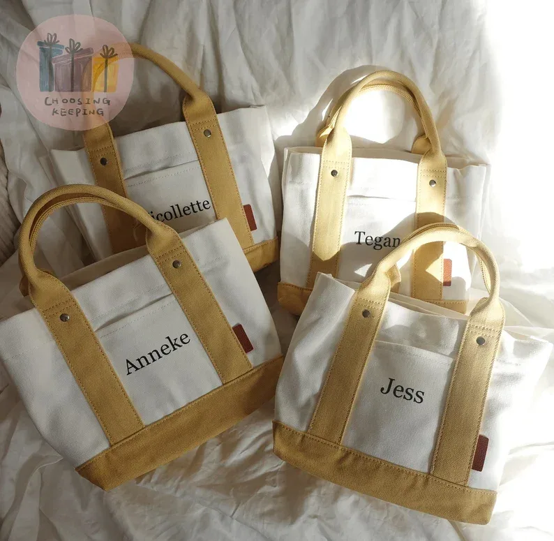 mini sac fourre-tout bateau en toile personnalisé, sac personnalisé, sac à main en toile, guest de mariage personnalisé, sacs de fille de fleur, sacs cadeaux