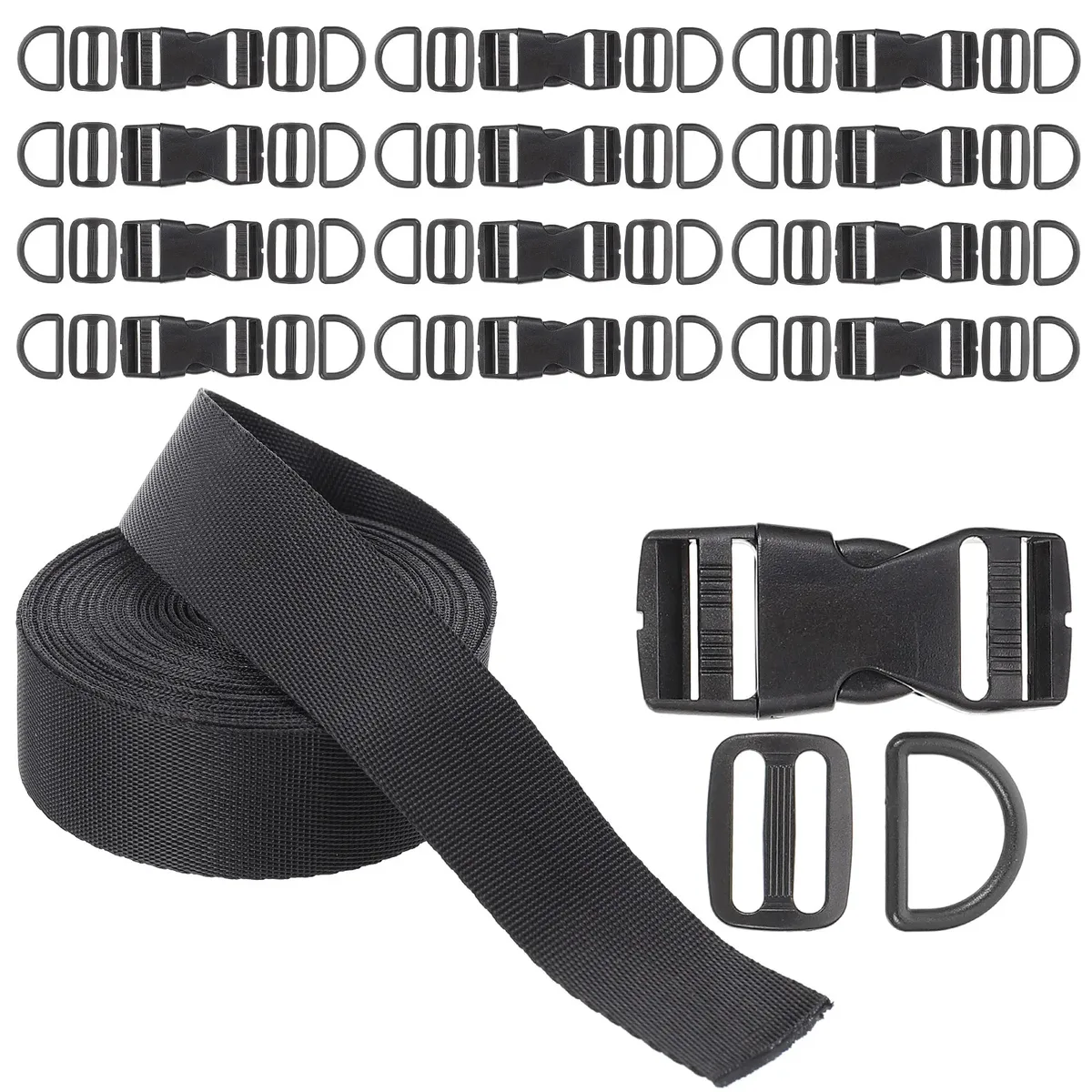 ceinture accessoires boucles rapides clips sangles nylon plastique noir organisation voyage sac dos remplacement travail