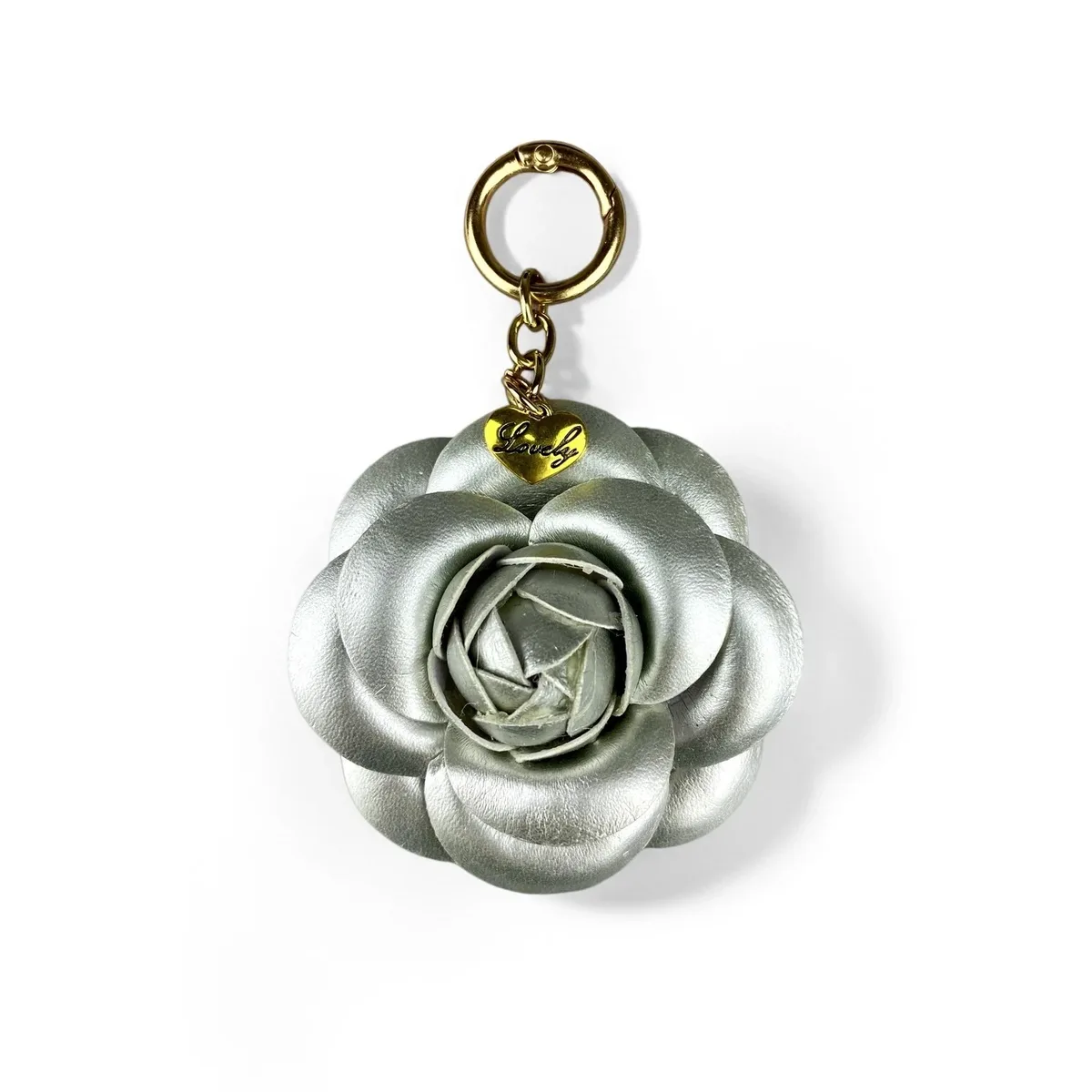 porte-clés élégant en cuir pu avec camélia, pendentif floral pour sac à dos, sac à main, breloque florale, cadeau pour femme, décoration esthétique