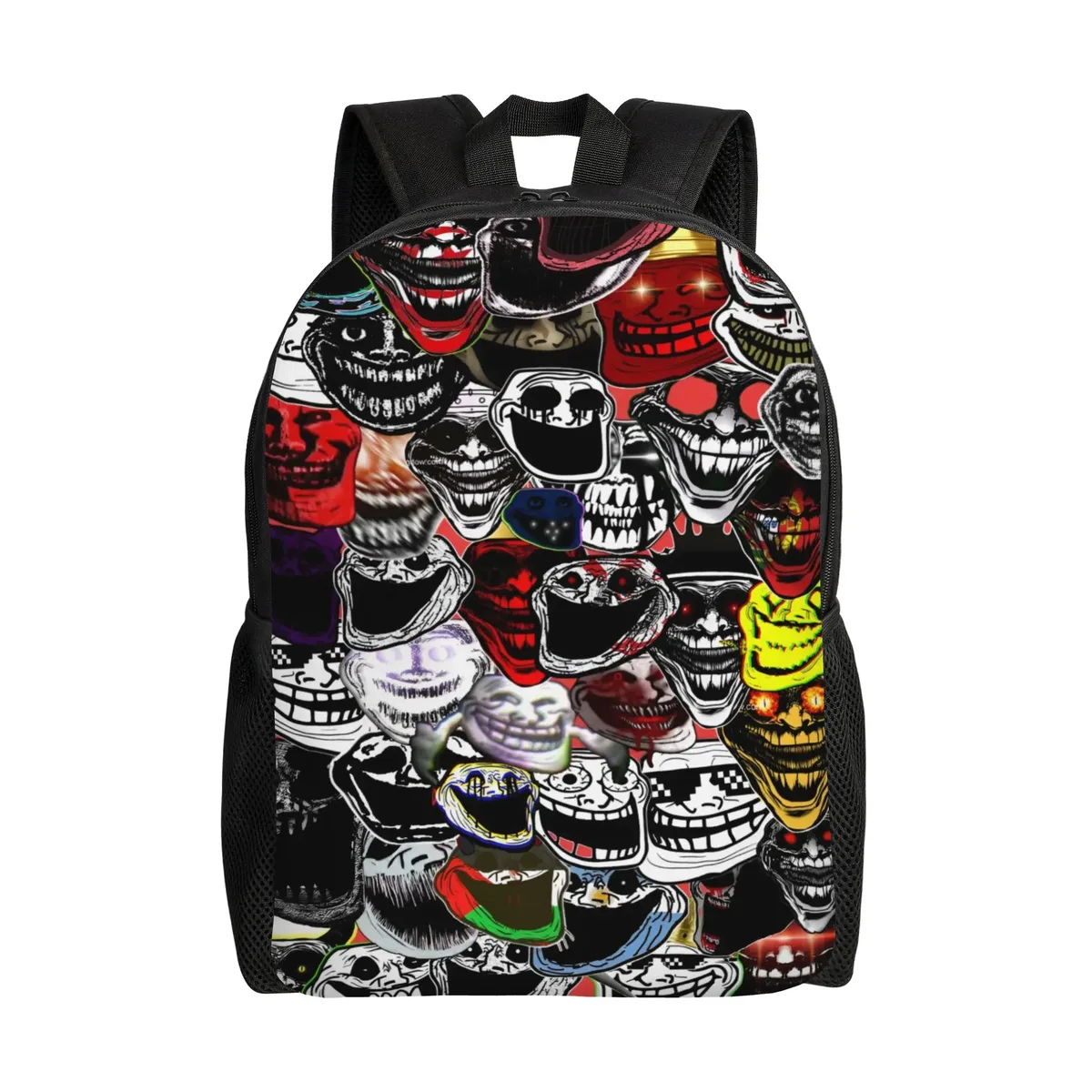 sac à dos personnalisé trollface amusant pour ordinateur portable, sac à dos basique pour femmes et hommes, sac à dos pour l'école, le collège, l'université, sac de dessin animé