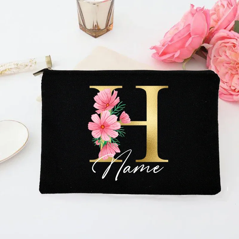 pochette de maquillage personnalisée avec initiales et nom, trousse de toilette de mariée, pochette de toilette monogramme, cadeaux de mariage pour demoiselle d'honneur
