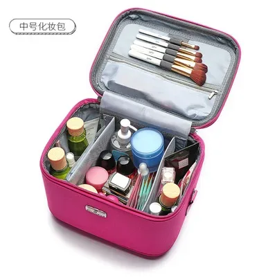 trousse à cosmétiques imperméable en tissu oxford, sac à cosmétiques multicouche de grande capacité, sac à bandoulière portable pour femme