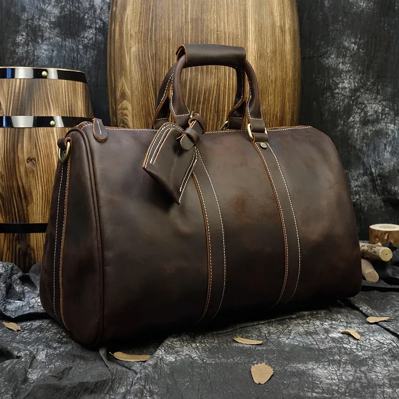 sacs à main en cuir vintage pour hommes, bagages à main de voyage, sacs fourre-tout d'affaires, cadeau de créateur de marque, mode