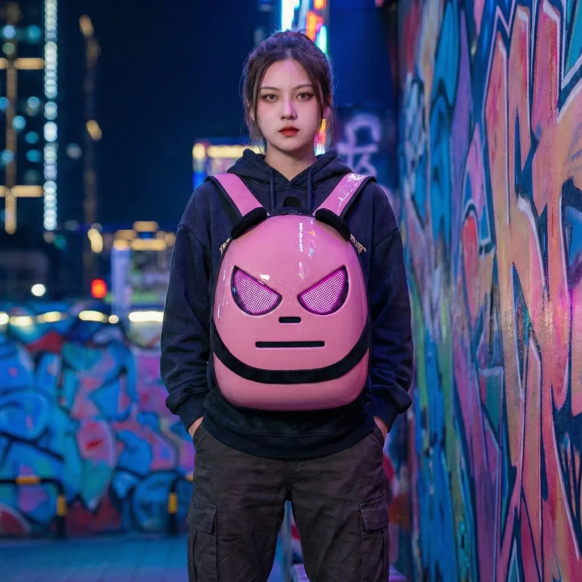 sac à dos led intelligent avec écran programmable, affichage pixel art, coque rigide, sac de voyage étanche, bricolage, cartable panda, cadeau pour hommes