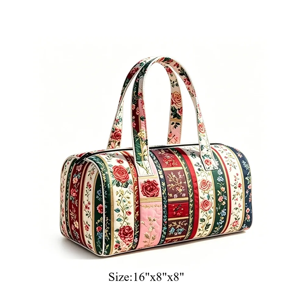 sac matelassé floral vintage style bohème pour femme, sac de voyage artistique pour halloween, sac de week-end pour amoureuses des animaux, sac de nuit
