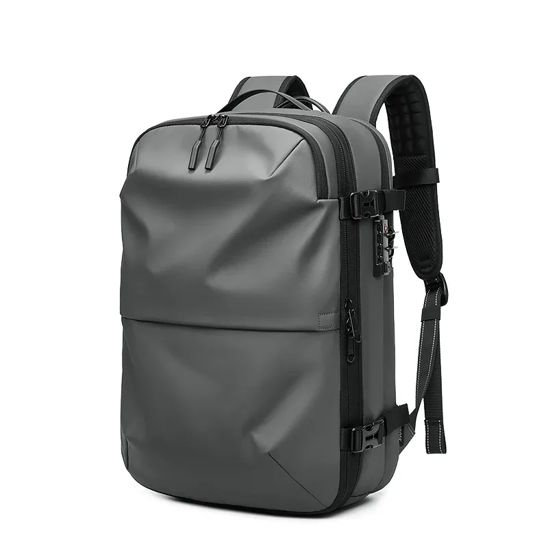 sac à dos de voyage pour hommes, sac à dos à compression sous vide pour ordinateur portable 17 pouces, sac à dos d'affaires de grande capacité, sac à dos scolaire extensible, sac à dos de randonnée