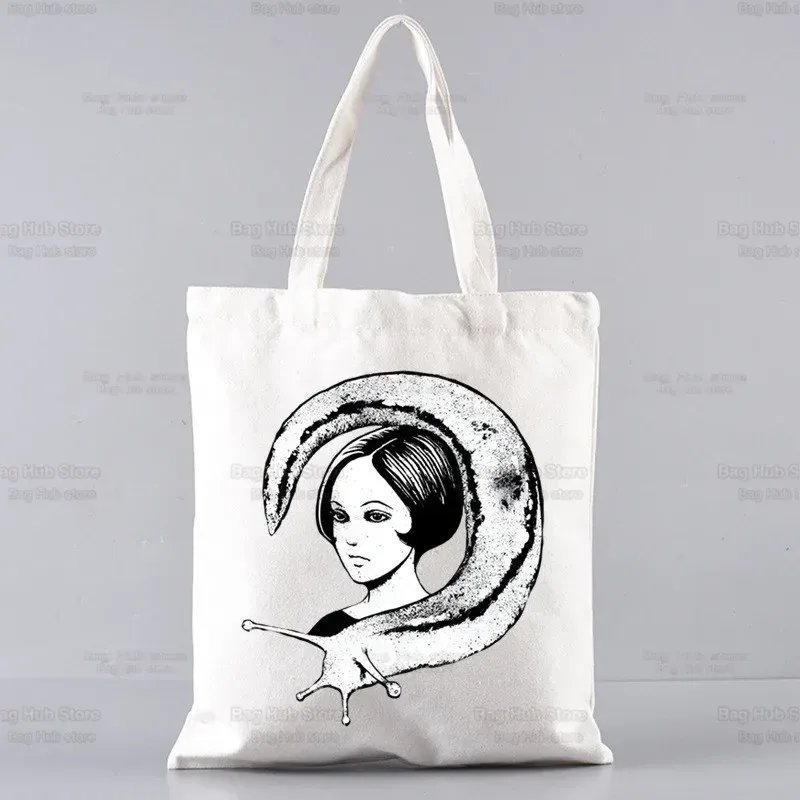 junji ito japonais manga graphique dames sacs à main tissu toile sac fourre-tout shopping voyage femmes eco réutilisable épaule