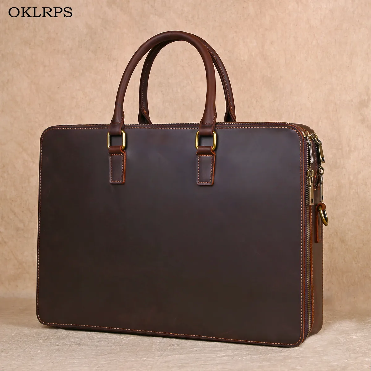 Mallette d'affaires originale décontractée en cuir véritable, sac à main, sac d'ordinateur en peau de vache de couche supérieure, sac à bandoulière simple