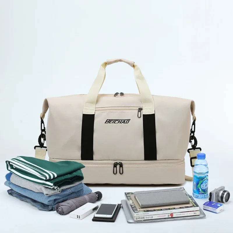 sac de voyage extensible pour femmes, sac à main de sport, sac de fitness, grande capacité, sac de week-end à bandoulière