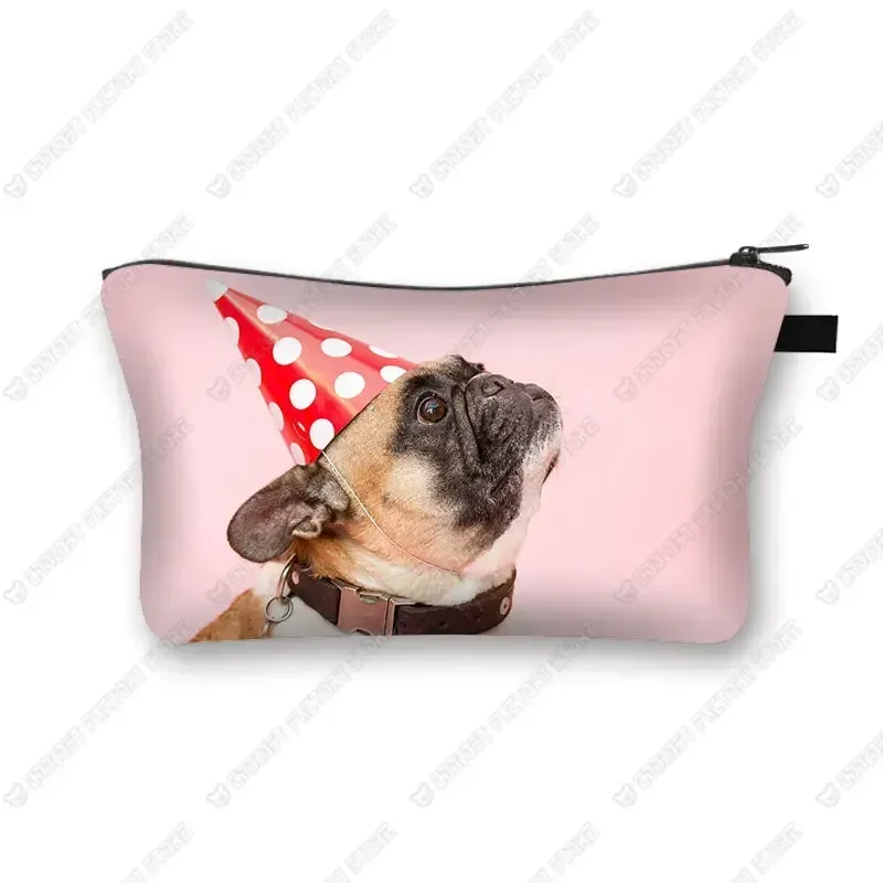 sacs à cosmétiques imprimés chien carlin 3d, motif pékinois mignon pour trousse de maquillage, organisateur nécessaire pour femmes, mini sac à main de voyage
