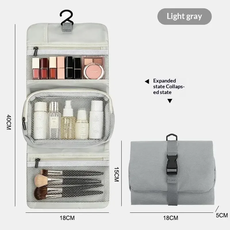 trousse de toilette pliable et détachable, grande capacité avec crochet, sac de rangement pour articles de toilette pour hommes en voyage d'affaires, sac de voyage pour cosmétiques pour femmes
