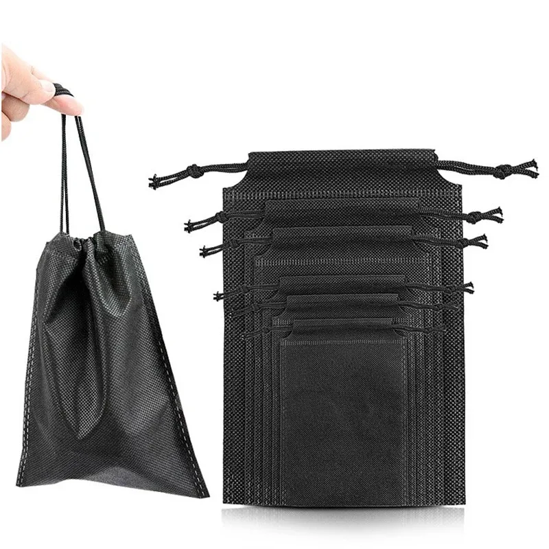 sac de rangement à cordon noir, 1 pièce, housses anti-poussière pour chaussures, pochette de voyage non tissée anti-poussière, sacs à chaussures, protection des chaussures de séchage