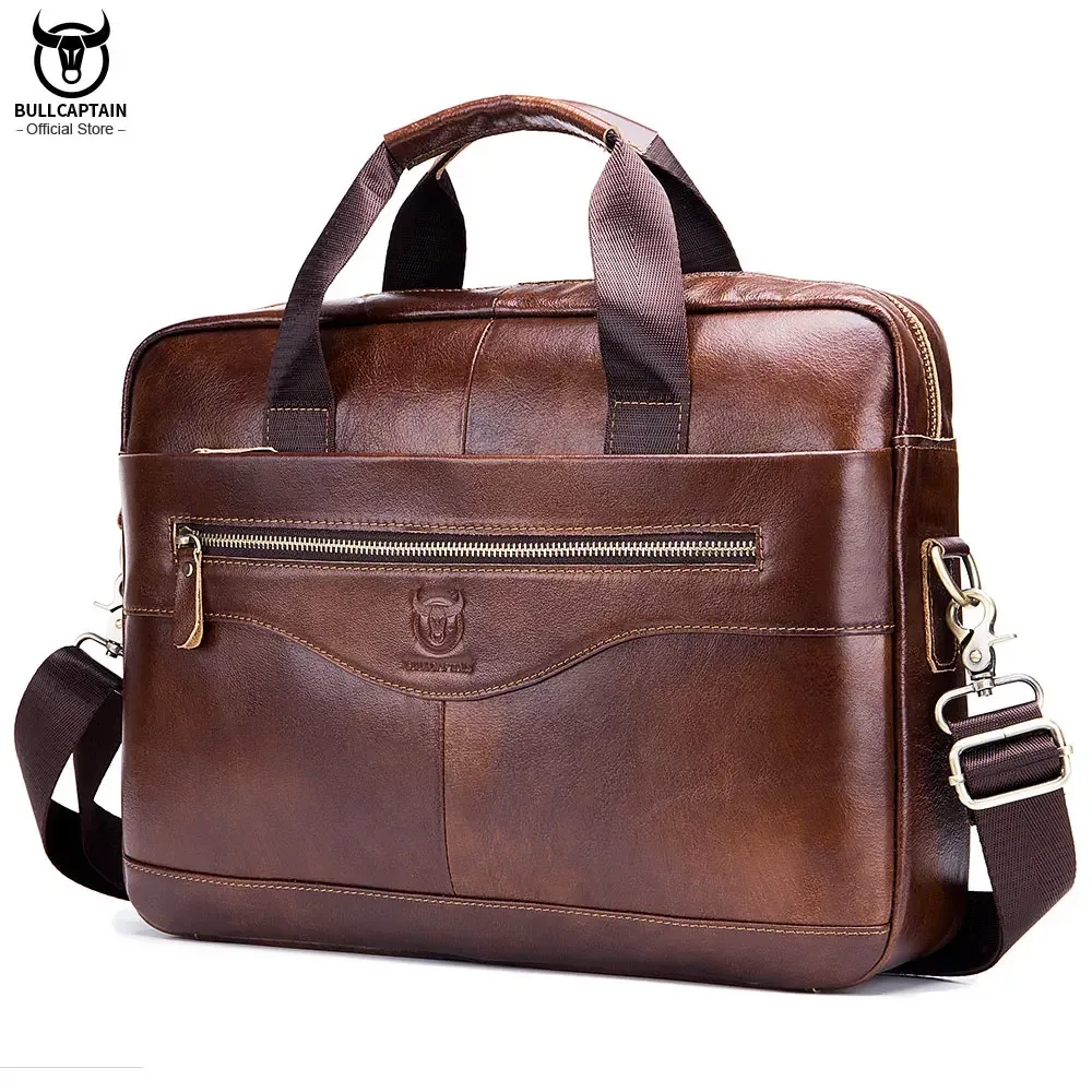 porte documents cuir vraie vache polyester fermeture éclair marron clair bande louirie amovible décontracté voyage loisirs grande capacité informatique