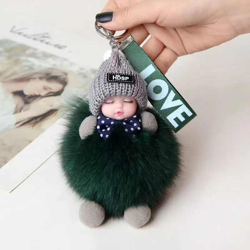 porte-clés mignon bébé endormi, pendentif en peluche moelleuse, porte-clés de voiture, breloque de sac à main tendance pour femme, décoration de sac à dos, cadeau