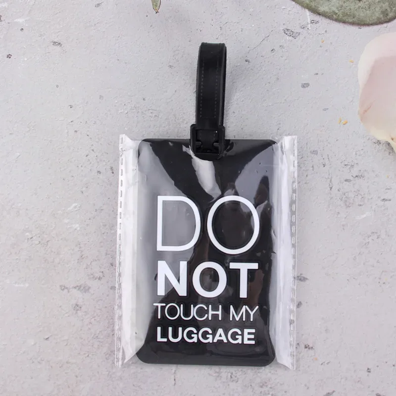 accessoires de voyage : étiquette de bagage en pvc, motif dessin animé mignon, avec emplacement pour nom, id, adresse et carte d'embarquement