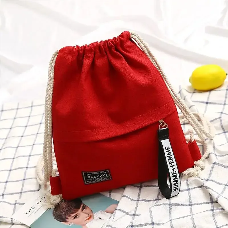 sac à dos en toile à cordon de serrage, sac à dos à double épaule, poche à cordon, sac à dos décontracté portable pour femmes et hommes, sac à dos de voyage, 1 pièce