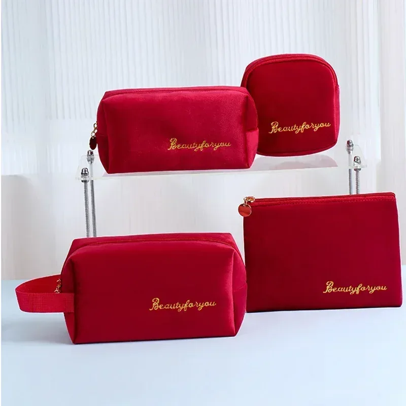 mode femmes sac cosmétique voyage serviette hygiénique maquillage articles de toilette lavage organisateur sac de rangement velours nécessaire maquillage pochette