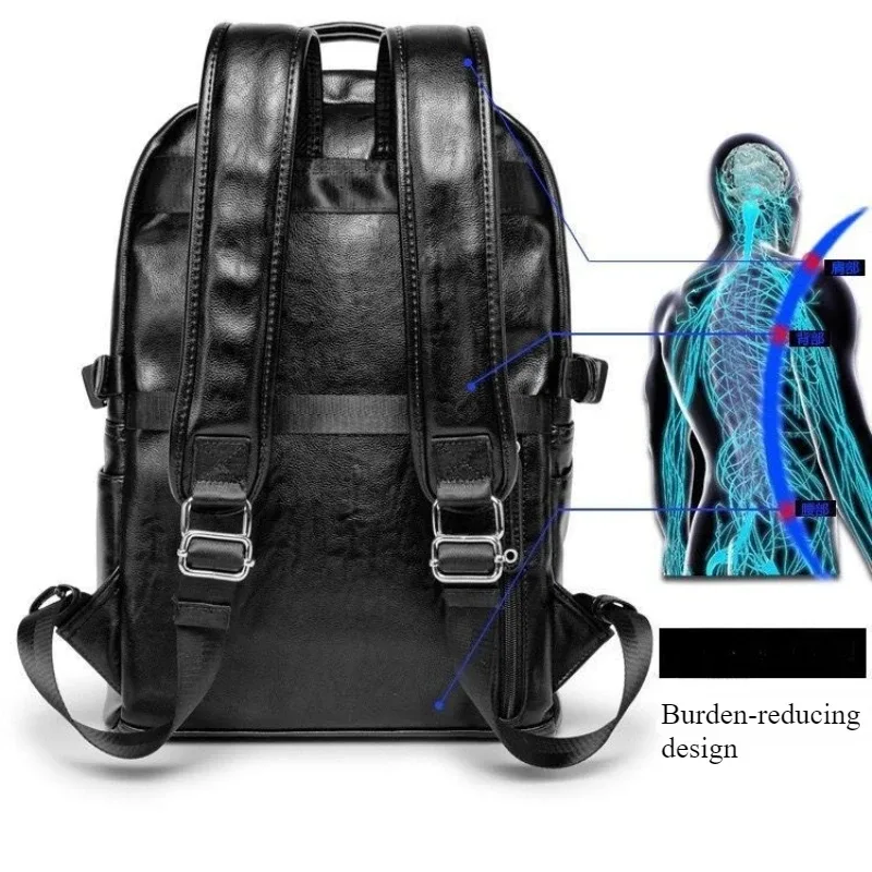 sac à dos en cuir souple pour hommes, grande capacité, pour ordinateur portable de 14 pouces, sac de jour d'extérieur, sac de voyage multifonction