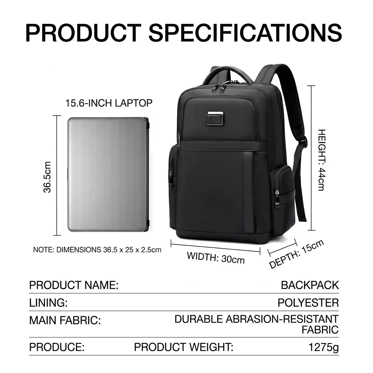 sac à dos léger pour homme, grande capacité, sac de voyage d'affaires pour ordinateur portable, sac à dos décontracté 2-en-1 pour le travail/le collège, durable