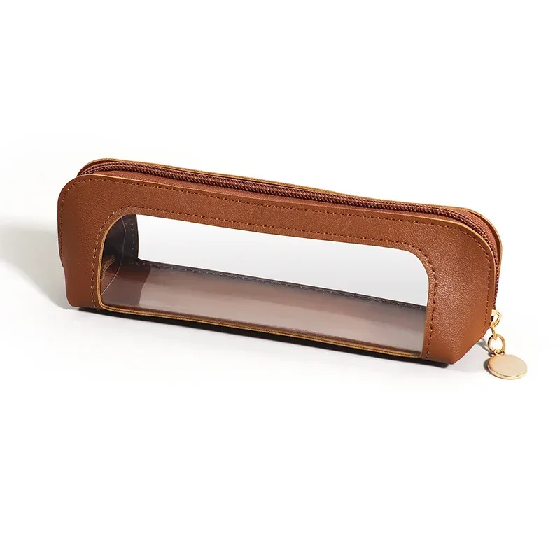 sac à cosmétiques transparent et étanche en pu, sac de rangement pour pinceaux de maquillage de voyage à fermeture éclair, pochette de rangement pour cosmétiques, trousse à crayons