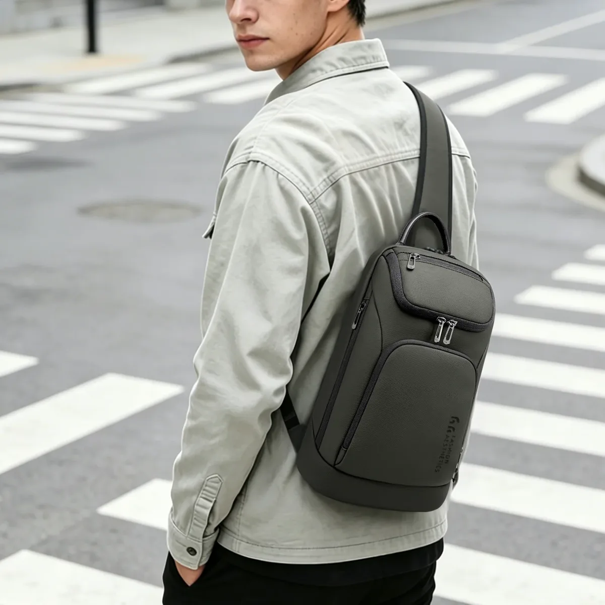 hk – sac à bandoulière multifonction pour hommes, sac à bandoulière étanche, adapté à l'ipad de 11 pouces, sac messager léger pour voyage et plein air