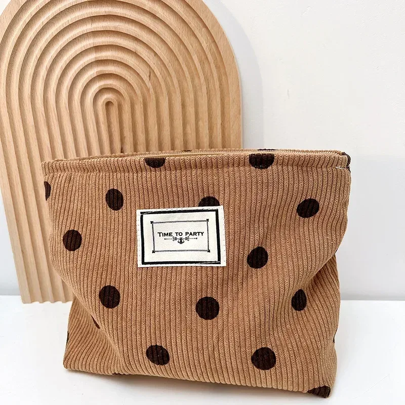 sac à cosmétiques brodé en velours côtelé, pochette, grands sacs de rangement de maquillage, pochette à cosmétiques coréenne pour femmes, trousse de toilette mignonne et de beauté