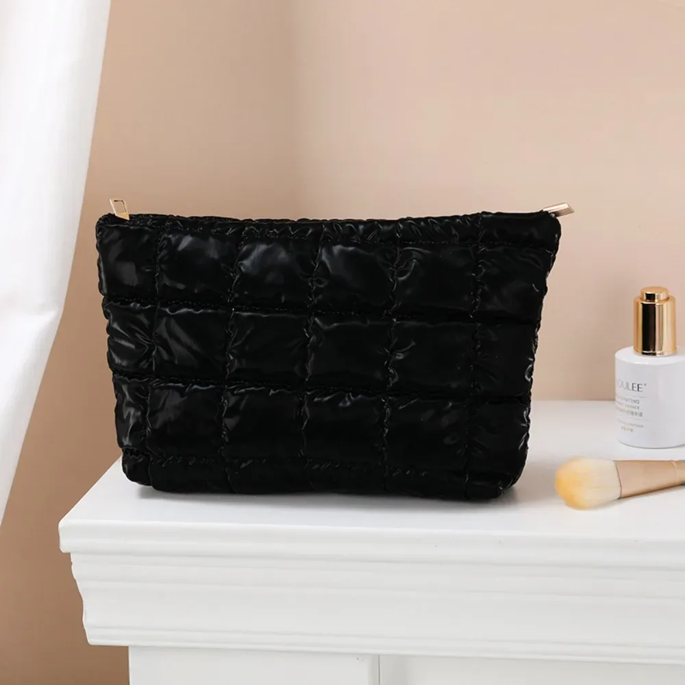 sac à main cosmétique en coton à bulles simple pour femmes, organisateur de voyage, pochette de maquillage pour rouges à lèvres, sac à fermeture éclair de grande capacité pour filles