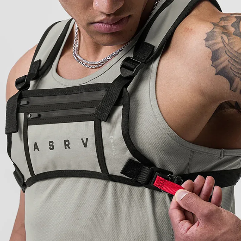 sac de poitrine tactique multifonctionnel pour homme, sac de sport et de fitness d'extérieur, sac de téléphone réfléchissant étanche, sacoche de poitrine décontractée pour homme
