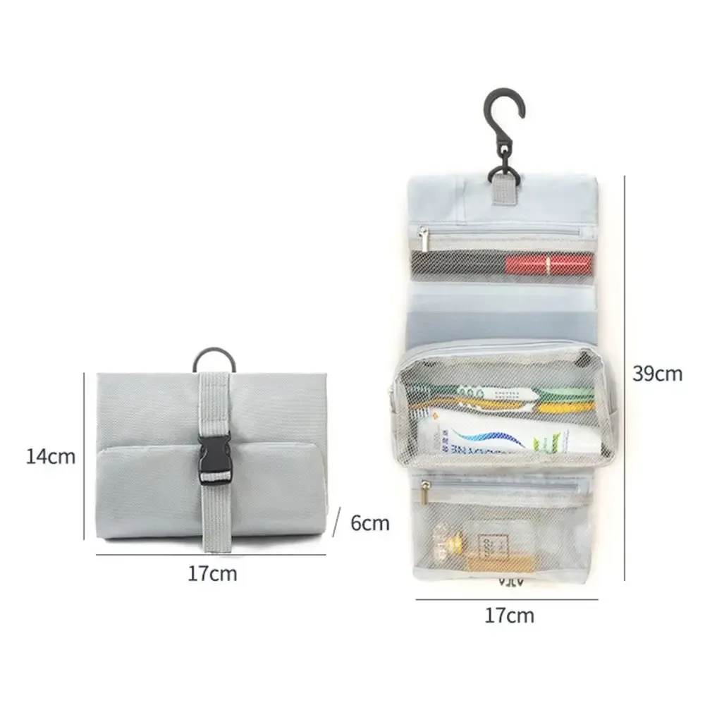 trousse de toilette pliable avec crochet 3-en-1, sac de rangement cosmétique amovible grande capacité, sac de voyage imperméable pour la maison