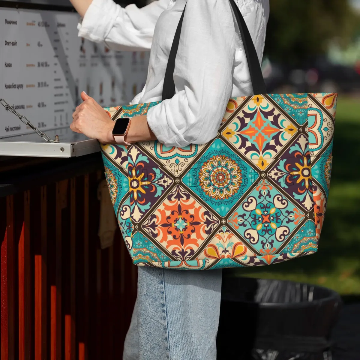 fourre-tout ethnique à fleurs de mandala pour femme, sac de plage, sac de piscine, extra large, sac de sport, sac de transport pour week-end, voyage, étanche