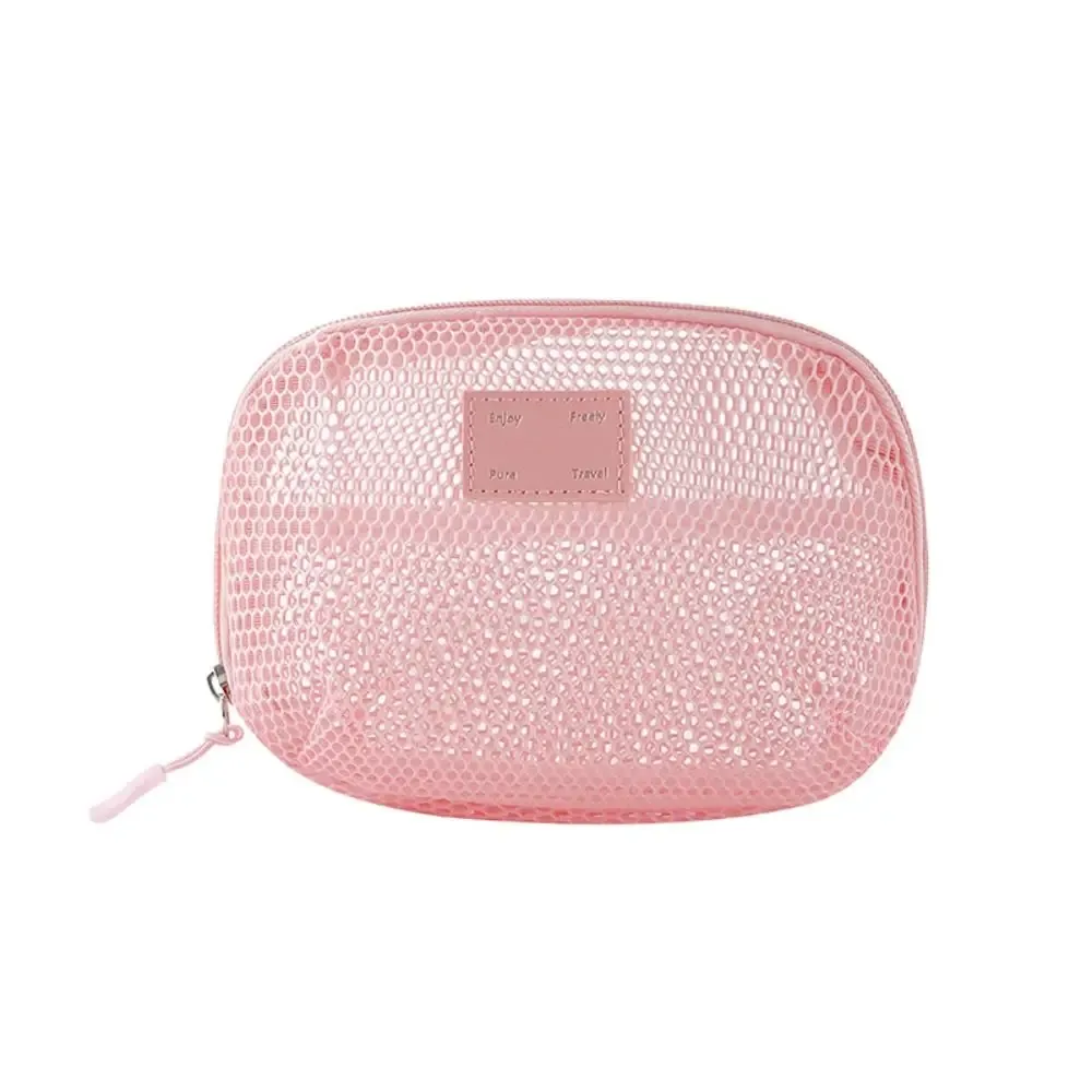 sac à cosmétiques décontracté en nylon, pochette de rangement à fermeture éclair, sacs de maquillage multi-usages en maille pour voyage