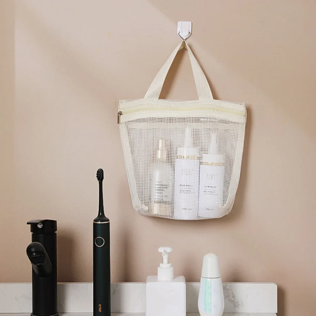sac de maquillage en maille, sac portable, organisateur d'accessoires de douche, pochette cosmétique pour la maison, la salle de sport, les voyages d'affaires